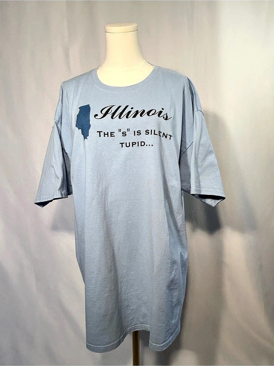 Hanes Other - Hanes Illinois The S Is Silent Tupid Graphic Tee Light Blue Unisex 2XL Humor